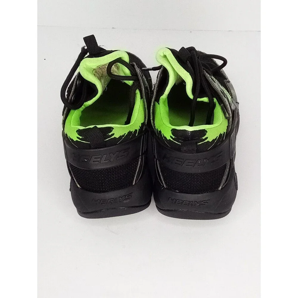 Heelys Force Wheeled Shoes Mens Youth 4 Black Neon Green Sneakers Needs Laces